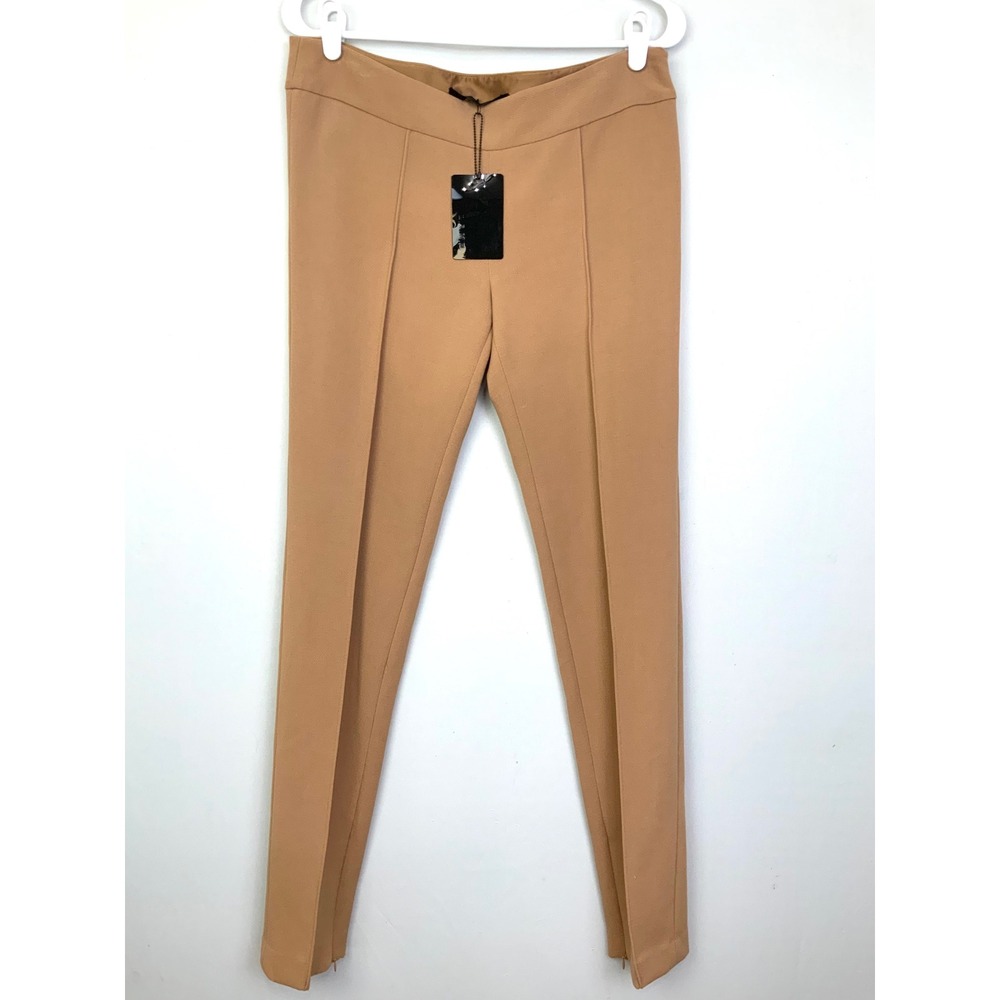 L.A.M.B. Gwen Stefani Sz 6 Camel Pintuck Front Seam Ankle Zip Cigarette Trousers